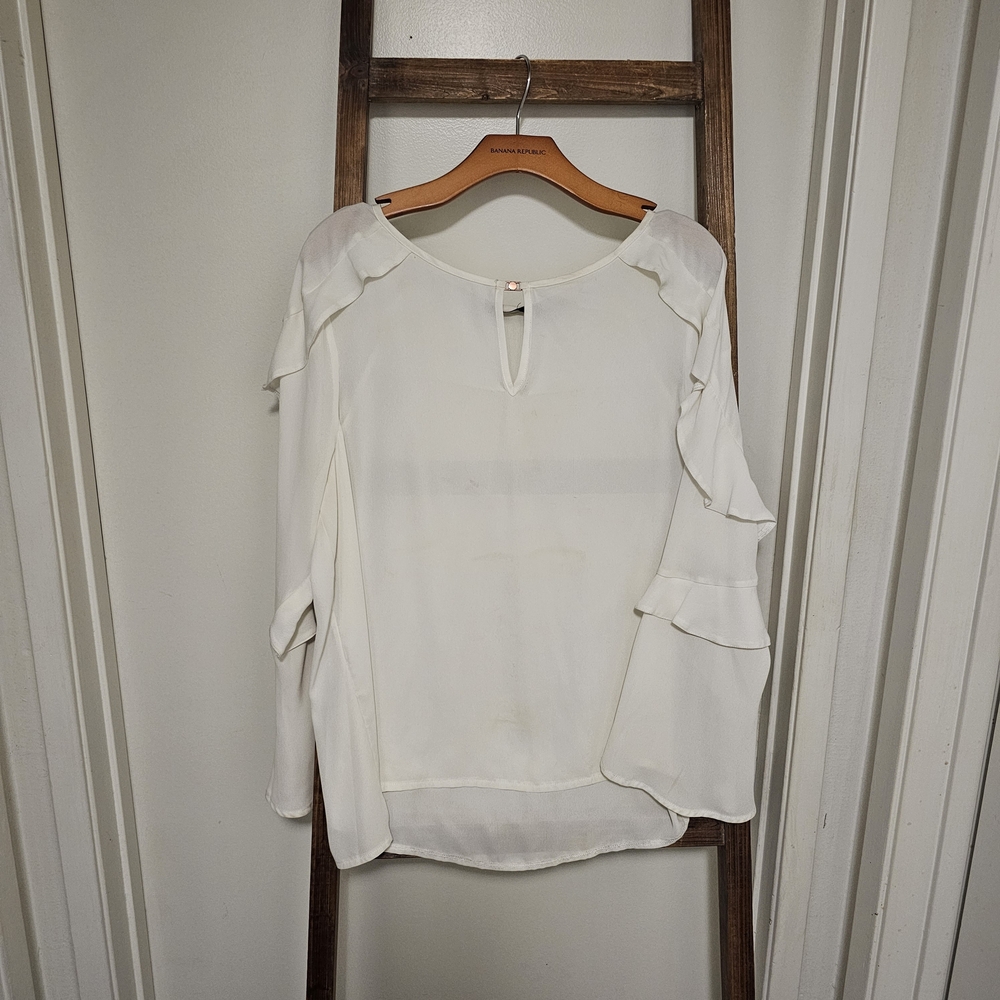Ivanka Trump Cream Ruffle Sleeve Blouse